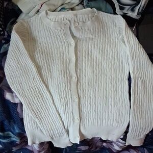 GAP Classic White Cable Knit Cardigan